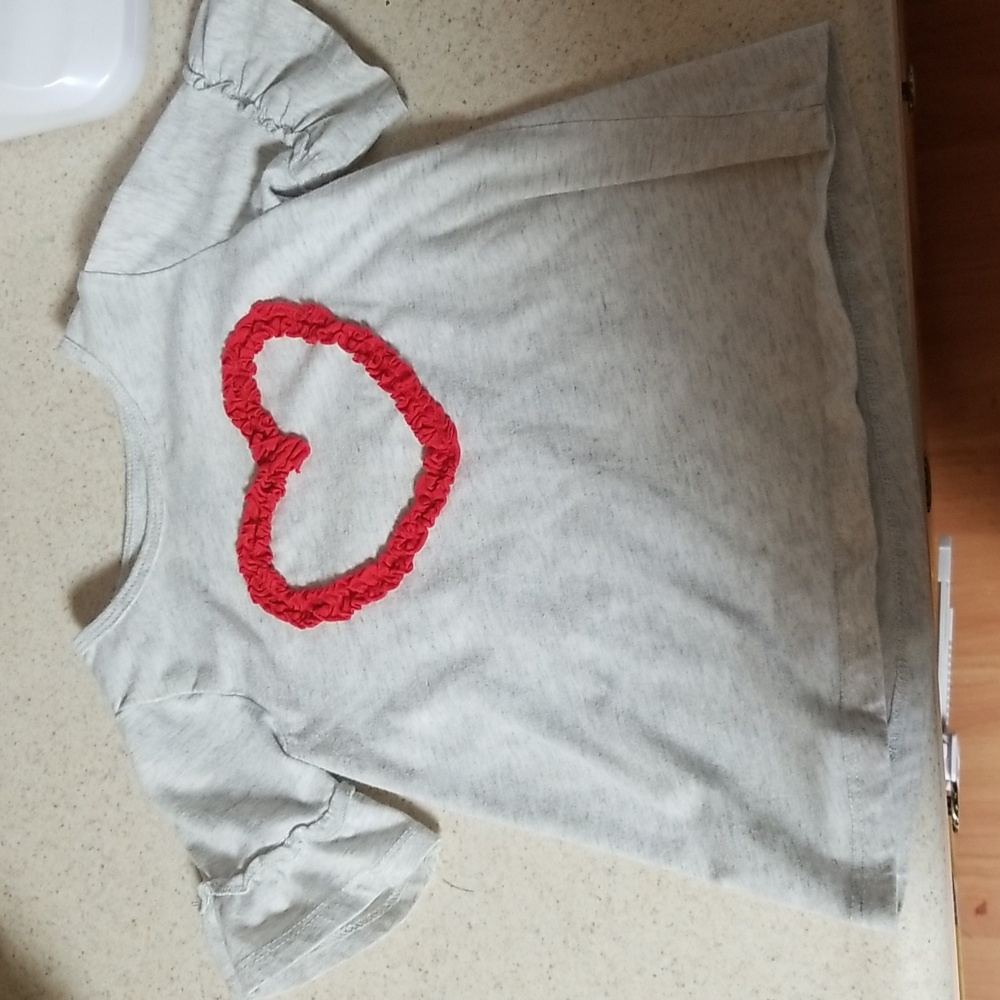First Impressions Girls Heart Ruffle Grey Shirt